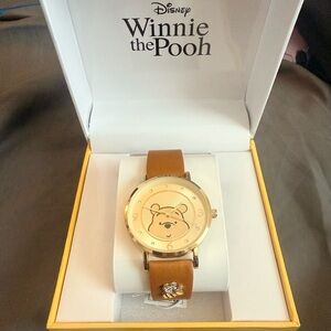 Disney Winnie the Pooh Gold-Tone Watch with Tan Strap